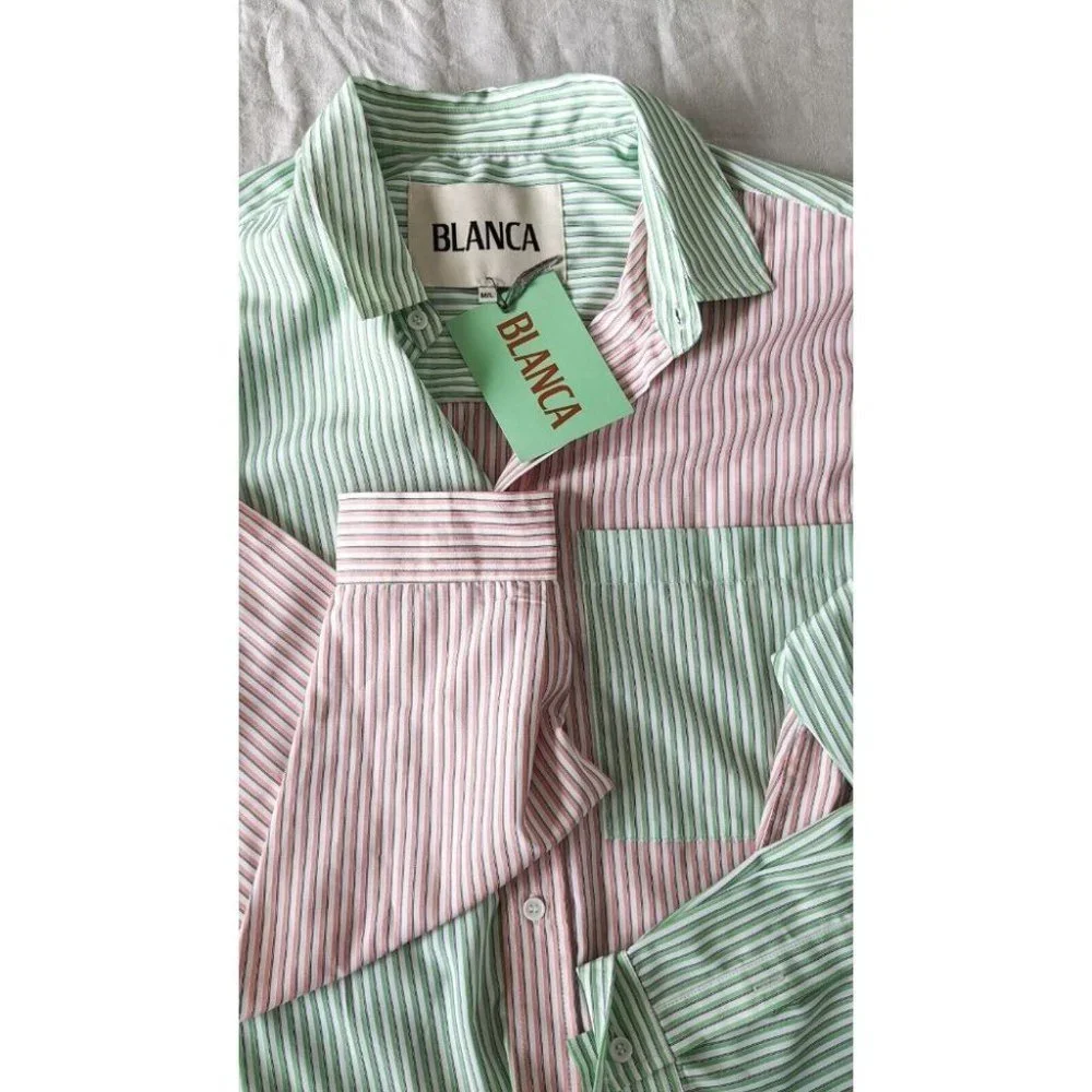 BNWT Blanca Benny Shirt Lime Pink Size M-L Long Sleeve - Picture 10 of 10